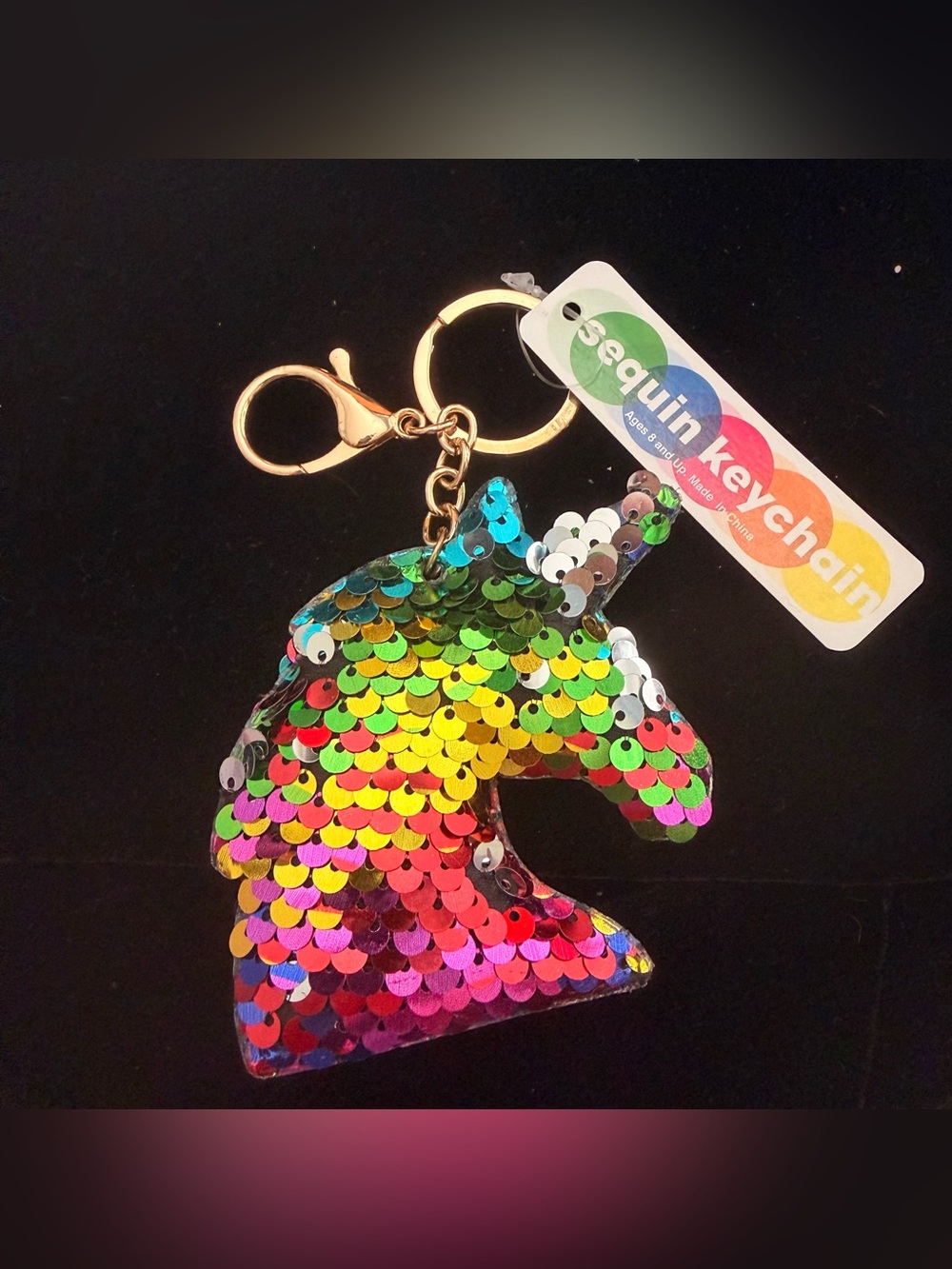 NWT Sequin-flipping Unicorn Keychain - Multicolor / Silver for purse /backpack